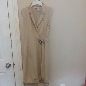 H&M Tan Belted Midi Blazer Dress